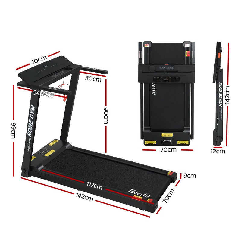 Danoz Fitness - Everfit Treadmill Electric Home Gym Fitness Exercise Fully Foldable 450mm Black - Free Delivery - danozdirect
