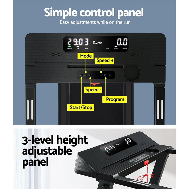 Danoz Fitness - Everfit Treadmill Electric Home Gym Fitness Exercise Fully Foldable 450mm Black - Free Delivery - danozdirect