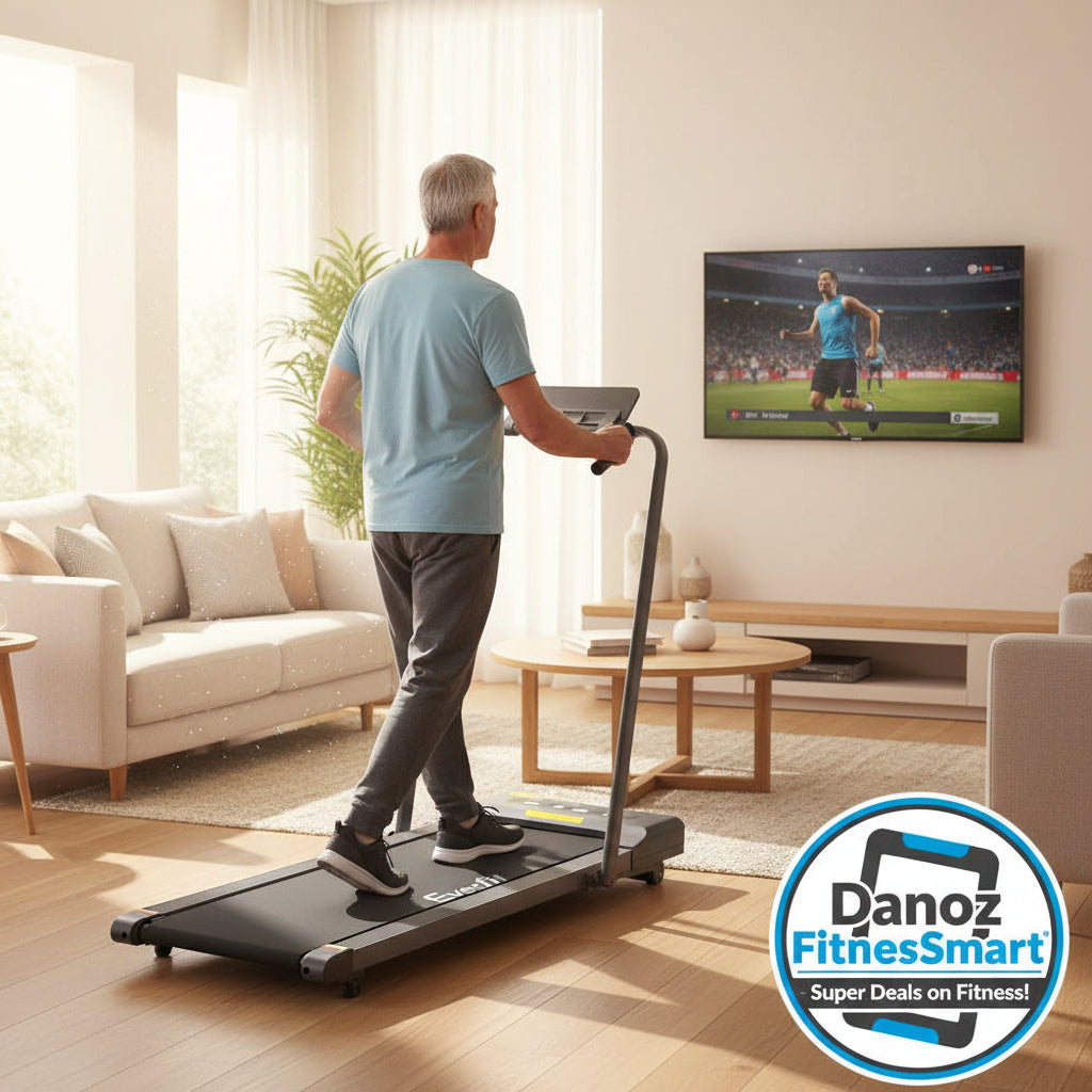 Danoz Fitness - Everfit Treadmill Electric Walking Pad Under Desk Home Gym Fitness 380mm Grey - danozdirect