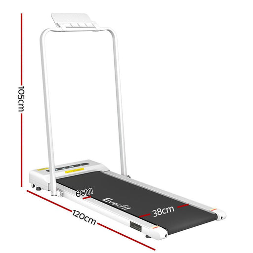 Danoz Fitness - Everfit Treadmill Electric Walking Pad Under Desk Home Gym Fitness 380mm White - danozdirect