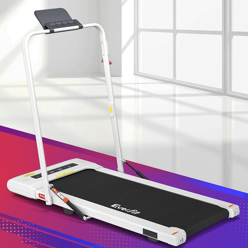 Danoz Fitness - Everfit Treadmill Electric Walking Pad Under Desk Home Gym Fitness 400mm White - danozdirect