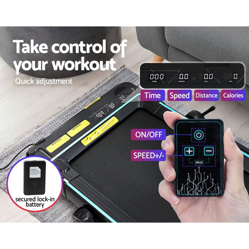Danoz Fitness - Everfit Treadmill Electric Walking Pad Under Desk Home Gym Fitness 420mm Remote - danozdirect