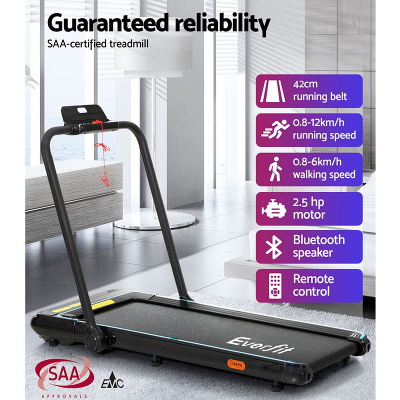 Danoz Fitness - Everfit Treadmill Electric Walking Pad Under Desk Home Gym Fitness 420mm Remote - danozdirect