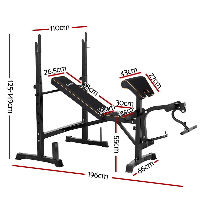Danoz Fitness - Everfit Weight Bench 10 in 1 Bench Press Home Gym Station 330kg Capacity - danozdirect