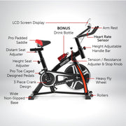 Danoz Fitness - Powertrain Home Gym Flywheel Exercise Spin Bike - Black - Including Delivery - danozdirect