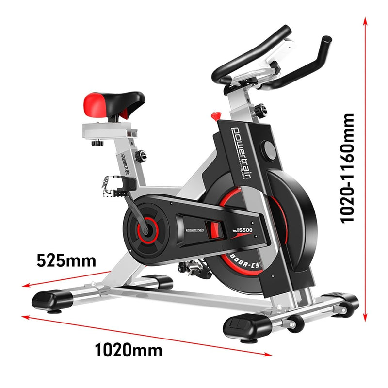 Danoz Fitness - Powertrain IS - 500 Heavy - Duty Exercise Spin Bike Electroplated - Silver - Inc. Delivery - danozdirect