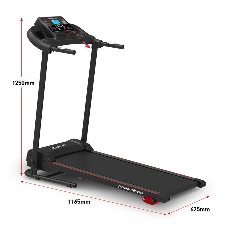 Danoz Fitness - Powertrain K100 Electric Treadmill Foldable Home Gym Cardio - Incl Delivery - danozdirect