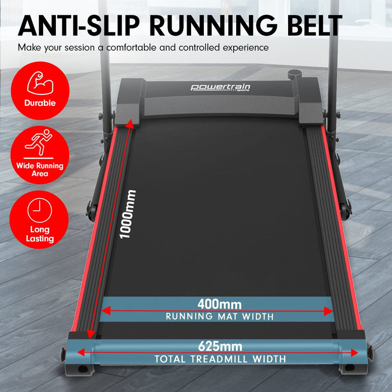 Danoz Fitness - Powertrain K100 Electric Treadmill Foldable Home Gym Cardio - Incl Delivery - danozdirect