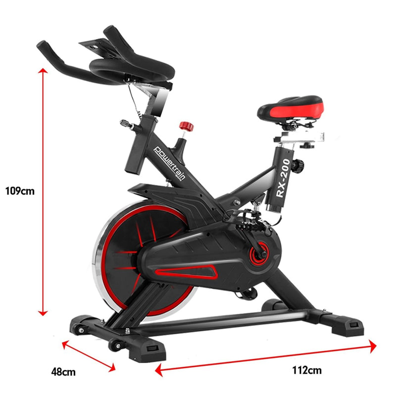 Danoz Fitness - Powertrain RX - 200 Exercise Spin Bike Cardio Cycling - Red - Incl Delivery - danozdirect