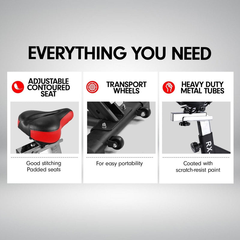 Danoz Fitness - Powertrain RX - 200 Exercise Spin Bike Cardio Cycling - Red - Incl Delivery - danozdirect