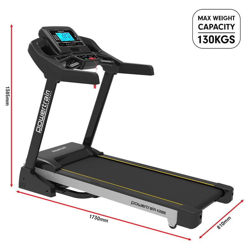 Danoz Fitness - Professional Powertrain K2000 Treadmill w/ Fan & Auto Incline Speed 22km/h - Incl. Delivery - danozdirect