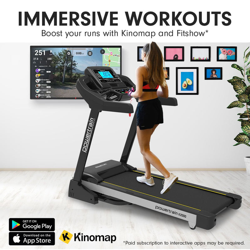 Danoz Fitness - Professional Powertrain K2000 Treadmill w/ Fan & Auto Incline Speed 22km/h - Incl. Delivery - danozdirect