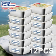 Danoz FoodSavers 12PC Stainless Steel Food Storage Containers with Lids Leakproof, Lunch Boxes, Kimchi Containers for food storage Nestable - danozdirect
