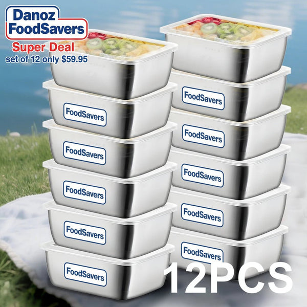 Danoz FoodSavers 12PC Stainless Steel Food Storage Containers with Lids Leakproof, Lunch Boxes, Kimchi Containers for food storage Nestable - danozdirect