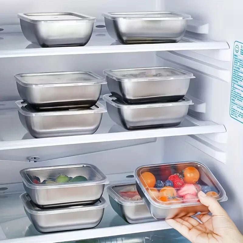 Danoz FoodSavers 12PC Stainless Steel Food Storage Containers with Lids Leakproof, Lunch Boxes, Kimchi Containers for food storage Nestable - danozdirect