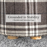 Danoz Furniture - 2X Fabric Ottoman Round Wooden Leg Foot Stool in elegant Lattice! Versatile and stylish - danozdirect