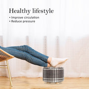 Danoz Furniture - 2X Fabric Ottoman Round Wooden Leg Foot Stool in elegant Lattice! Versatile and stylish - danozdirect