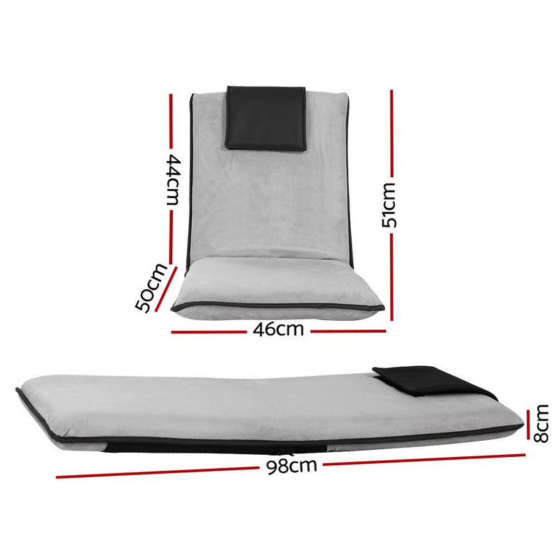 Danoz Furniture - Artiss 2X Floor Lounge Sofa Bed Floor Cushion Velvet Grey - danozdirect