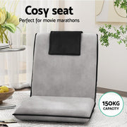 Danoz Furniture - Artiss 2X Floor Lounge Sofa Bed Floor Cushion Velvet Grey - danozdirect