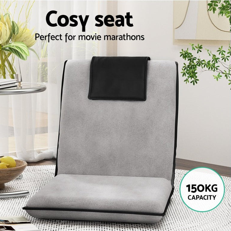 Danoz Furniture - Artiss 2X Floor Lounge Sofa Bed Floor Cushion Velvet Grey - danozdirect