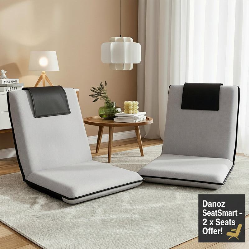Danoz Furniture - Artiss 2X Floor Lounge Sofa Bed Floor Cushion Velvet Grey - danozdirect