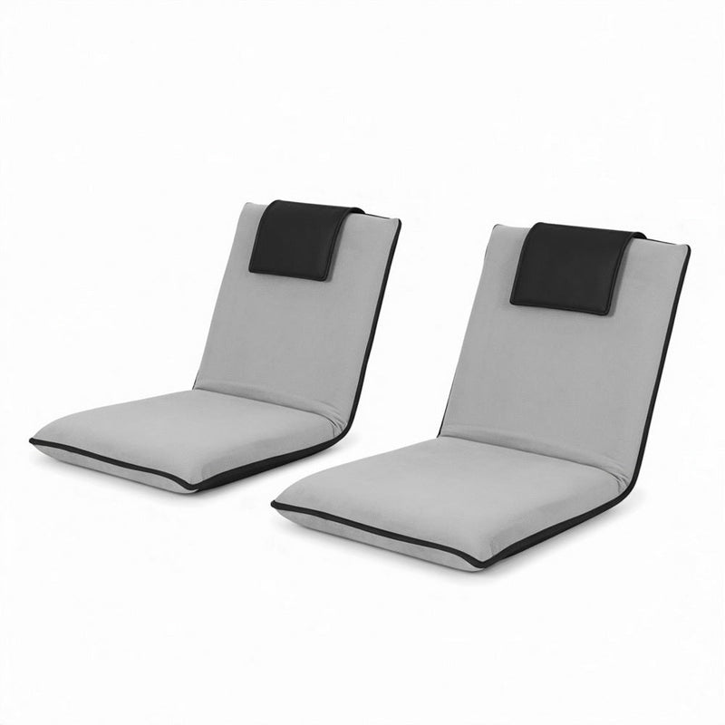 Danoz Furniture - Artiss 2X Floor Lounge Sofa Bed Floor Cushion Velvet Grey - danozdirect