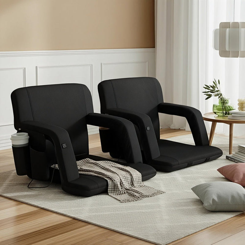 Danoz Furniture - Artiss 2X Floor Lounge Sofa Bed With Armrest Heated Cushion - danozdirect