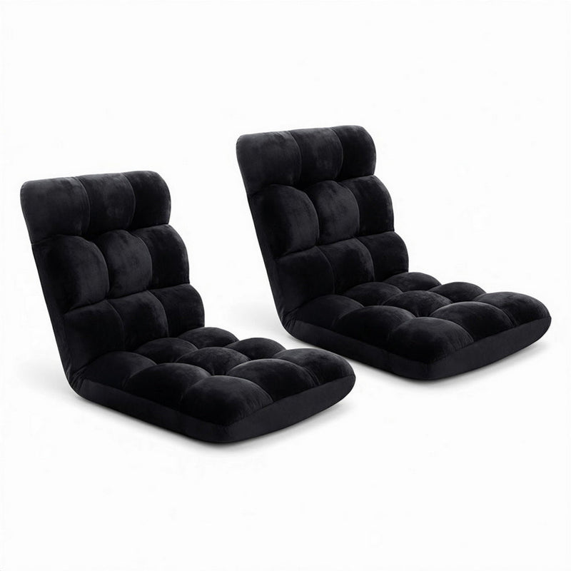 Danoz Furniture - Artiss 2X Lounge Sofa Bed Flannel Fabric Black - danozdirect