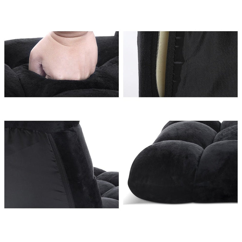 Danoz Furniture - Artiss 2X Lounge Sofa Bed Flannel Fabric Black - danozdirect