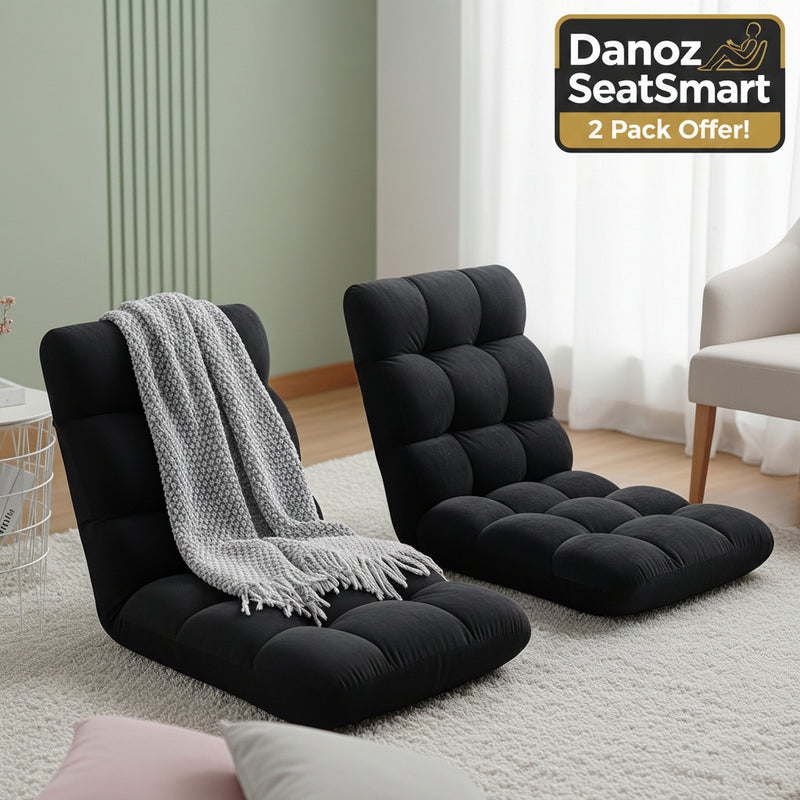Danoz Furniture - Artiss 2X Lounge Sofa Bed Flannel Fabric Black - danozdirect