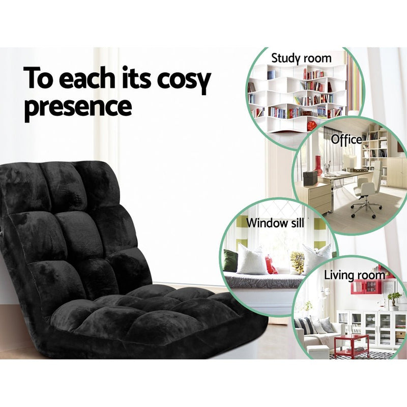 Danoz Furniture - Artiss 2X Lounge Sofa Bed Flannel Fabric Black - danozdirect