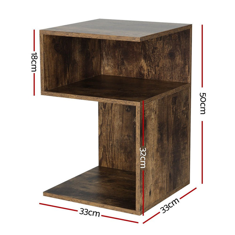 Danoz Furniture - Artiss Bedside Table Shelves! Featuring ample storage space and a stylish rustic oak finish - danozdirect