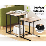 Danoz Furniture - Artiss Nesting Coffee Table Set of 2 Walnut Brok - danozdirect