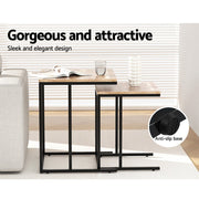 Danoz Furniture - Artiss Nesting Coffee Table Set of 2 Walnut Brok - danozdirect