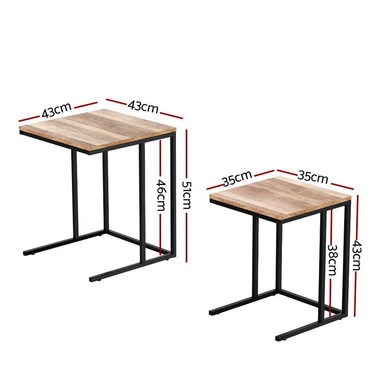 Danoz Furniture - Artiss Nesting Coffee Table Set of 2 Walnut Brok - danozdirect