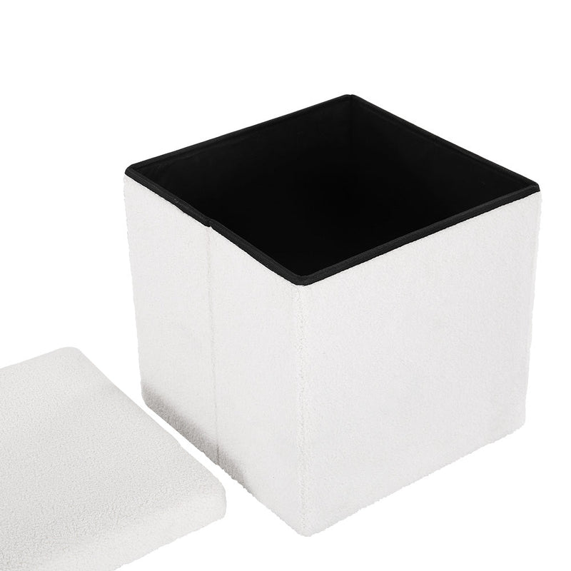 Danoz Furniture - Artiss Ottoman Storage Foot Stool Square Teddy Fabric Pink - danozdirect