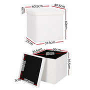 Danoz Furniture - Artiss Ottoman Storage Foot Stool Square Teddy Fabric Pink - danozdirect