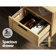 Danoz Furniture - Artiss Rattan Bedside Table 1 Drawer with Shelf - REI Oak - danozdirect