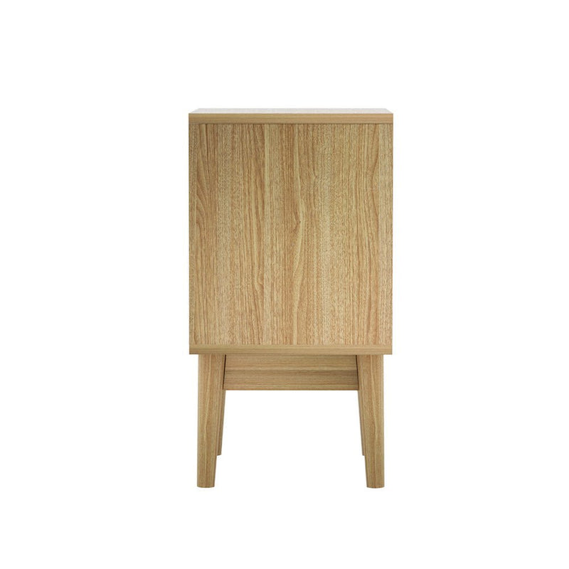 Danoz Furniture - Artiss Rattan Bedside Table 1 Drawer with Shelf - REI Oak - danozdirect