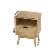 Danoz Furniture - Artiss Rattan Bedside Table 1 Drawer with Shelf - REI Oak - danozdirect