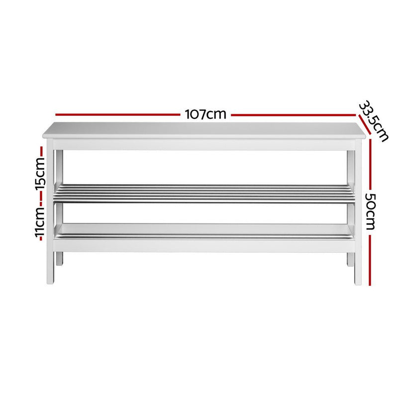 Danoz Furniture - Artiss Shoe Rack Cabinet Bamboo Bench 10 Paris White - danozdirect