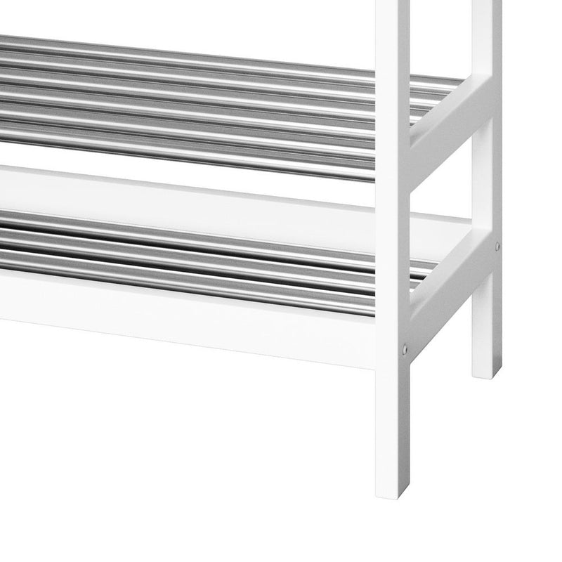 Danoz Furniture - Artiss Shoe Rack Cabinet Bamboo Bench 10 Paris White - danozdirect