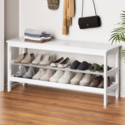 Danoz Furniture - Artiss Shoe Rack Cabinet Bamboo Bench 10 Paris White - danozdirect