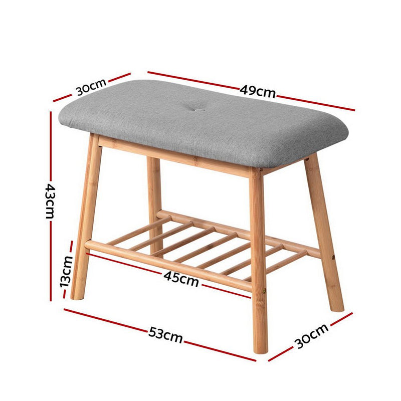 Danoz Furniture - Artiss Shoe Rack Seat Bench Chair Shelf Organizers Bamboo Grey - danozdirect