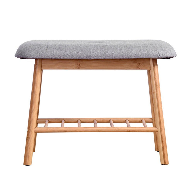 Danoz Furniture - Artiss Shoe Rack Seat Bench Chair Shelf Organizers Bamboo Grey - danozdirect