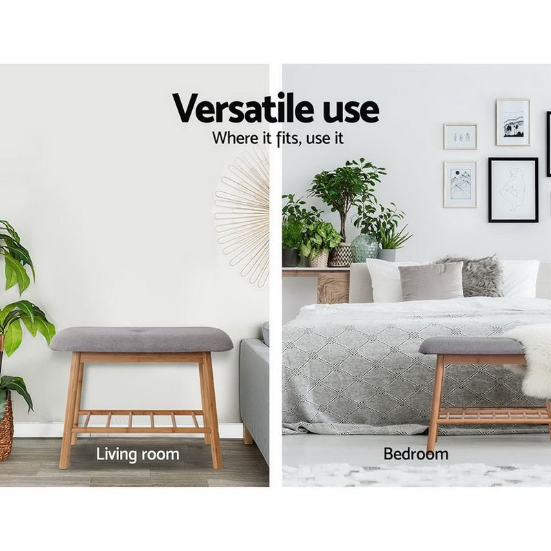 Danoz Furniture - Artiss Shoe Rack Seat Bench Chair Shelf Organizers Bamboo Grey - danozdirect