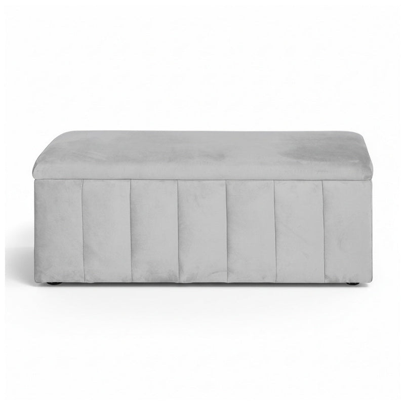 Danoz Furniture - Artiss Storage Ottoman Blanket Box Velvet Grey 103cm - danozdirect