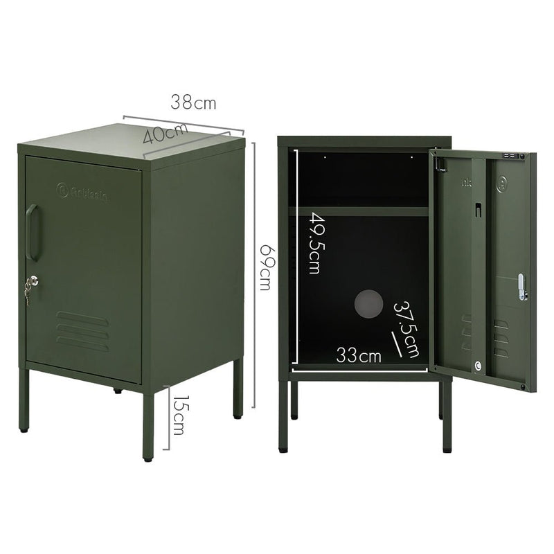 Danoz Furniture - ArtissIn Bedside Table Metal Cabinet - MINI Green - danozdirect