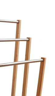 Danoz Furniture - Bamboo Towel Bar Metal Holder Rack 3 - Tier Freestanding for Bathroom and Bedroom - danozdirect