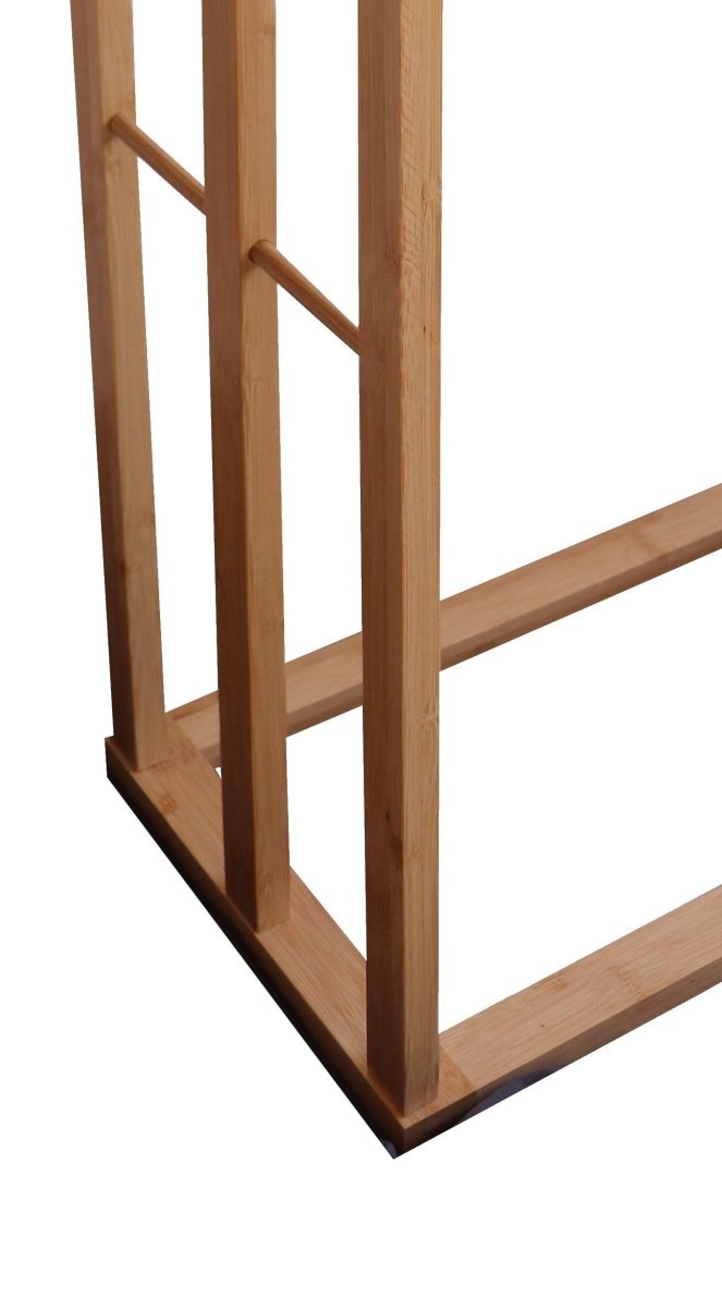 Danoz Furniture - Bamboo Towel Bar Metal Holder Rack 3 - Tier Freestanding for Bathroom and Bedroom - danozdirect